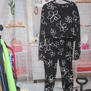 No Boundaries Black and White Floral Jumpsuit